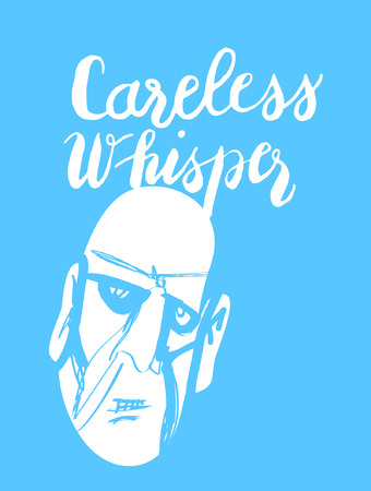 Sign Careless whisper and image of face, icon for your web, label, icon, dynamic design. Hand drawn design elements. Vector illustration.のイラスト素材