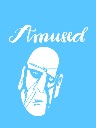 Sign Amused and image of face, icon for your web, label, icon, dynamic design. Hand drawn design elements. Vector illustration.のイラスト素材