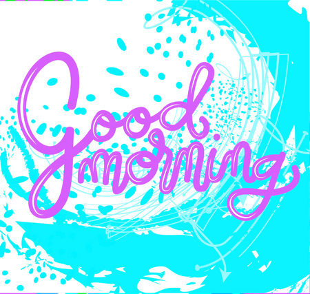Calligraphy sign Good morning, icon for your web, label, icon, dynamic design. Hand drawn art elements. Vector illustration.のイラスト素材