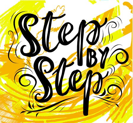 Calligraphy sign Step by step, icon for your web, label, icon, dynamic design. Hand drawn art elements. Vector Illustration Keywords:のイラスト素材