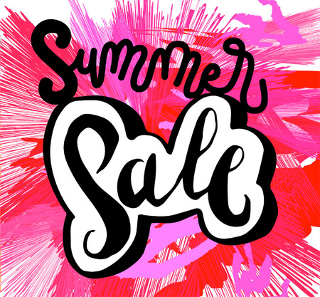 Summer sale sign, icon for your web, label, icon, dynamic design. Hand drawn art elements. Vector Illustration.のイラスト素材