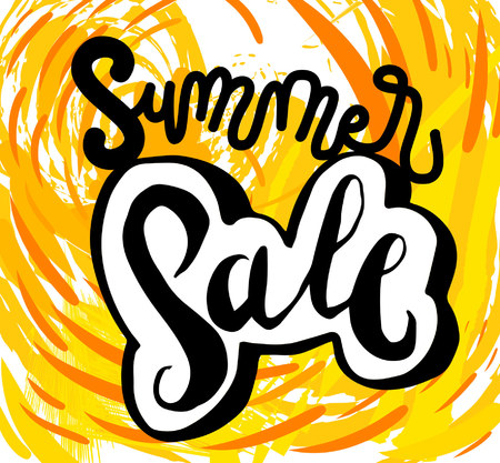 Summer sale sign, icon for your web, label, icon, dynamic design. Hand drawn art elements. Vector Illustration.のイラスト素材