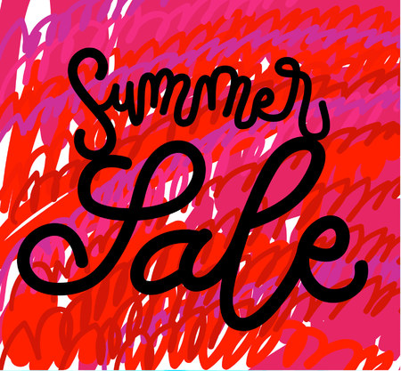 Summer sale sign, icon for your web, label, icon, dynamic design. Hand drawn art elements. Vector Illustration.のイラスト素材