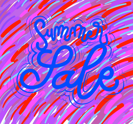 Summer sale sign, icon for your web, label, icon, dynamic design. Hand drawn art elements. Vector Illustration.のイラスト素材