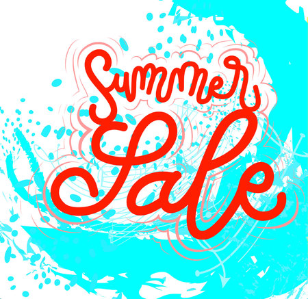 Summer sale sign, icon for your web, label, icon, dynamic design. Hand drawn art elements. Vector Illustration.のイラスト素材