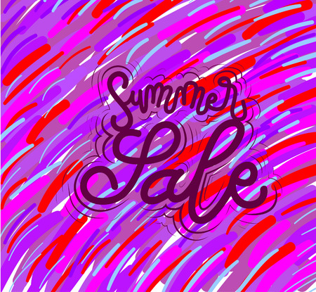 Summer sale sign, icon for your web, label, dynamic design. Hand drawn art elements. Vector Illustration.のイラスト素材