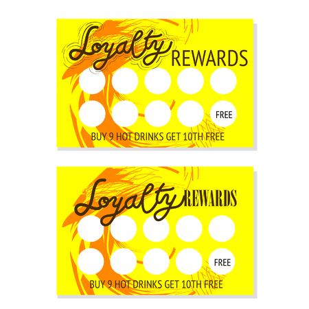 Set of two loyalty rewards card for hot drinks templates. Abstract design. Vector.のイラスト素材