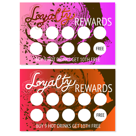 Set of two loyalty rewards card for hot drinks templates. Abstract design. Vector.のイラスト素材
