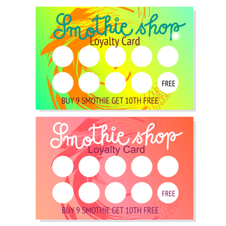 Set of two Smothie shop voucher or business card templates. Abstract design. Vector illustrator.のイラスト素材
