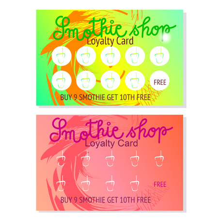 Set of two Smothie shop voucher or business card templates. Abstract design. Vector illustrator.のイラスト素材