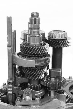 mechanical gear on isolated white background の写真素材