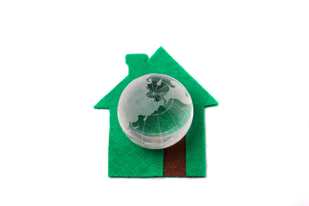 House with crystal globe の写真素材