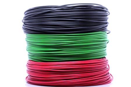 Colorful cable on white background の写真素材