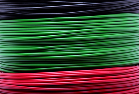 Colorful cable on white background の写真素材