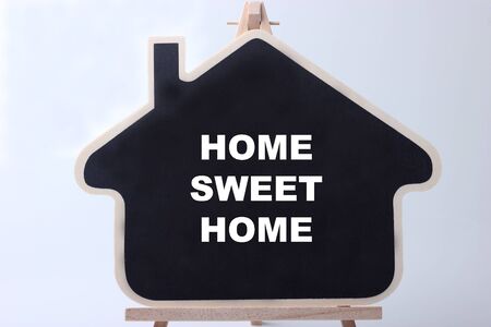 House Shaped Chalkboard sign Home Sweet Homeの写真素材