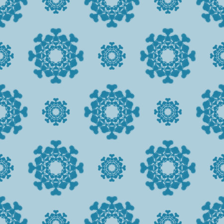 Seamless pattern with snowflakes on a blue background.の写真素材