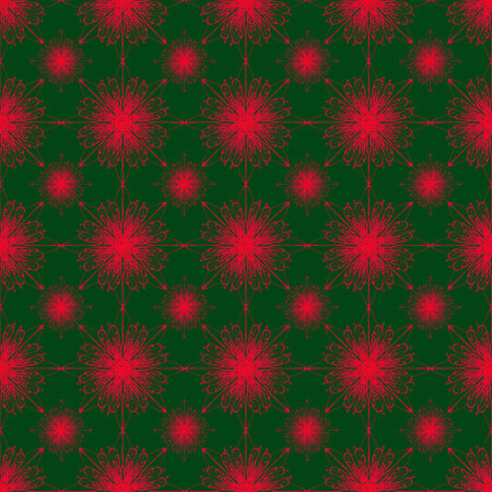 Seamless pattern with snowflakes on a green background.の写真素材