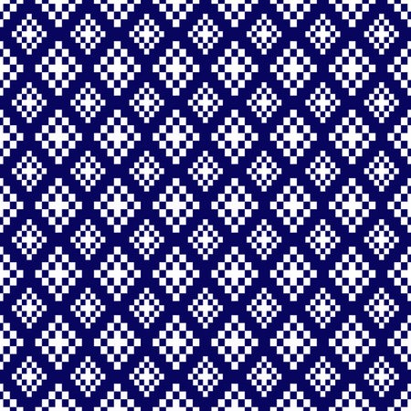 Seamless pattern with rhombuses in blue and white colorsの写真素材