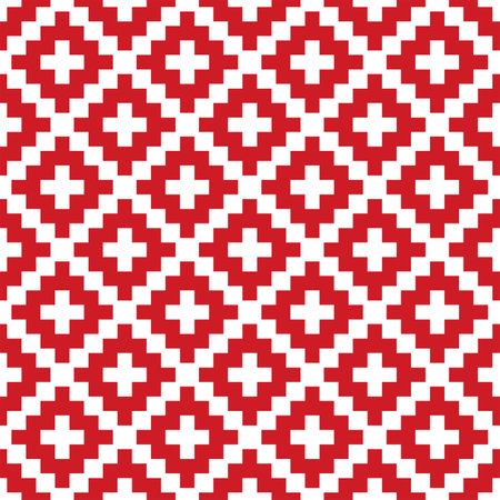 Seamless geometric pattern based on traditional arabic art. Red and white background.の写真素材