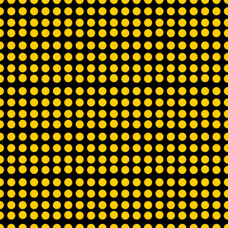 Seamless geometric pattern with yellow circles on black background.の写真素材