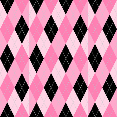 Seamless background pattern. Argyle pattern in pink and black rhombuses.の写真素材