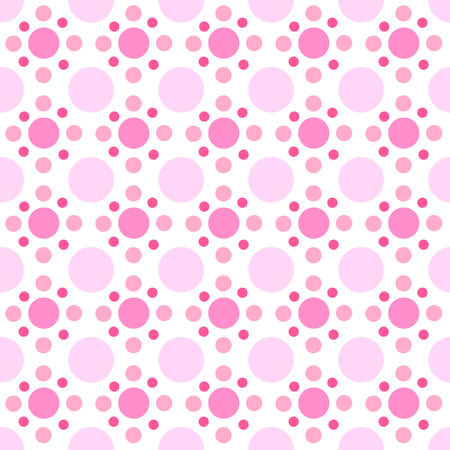 Seamless pattern with pink polka dots on white background.の写真素材
