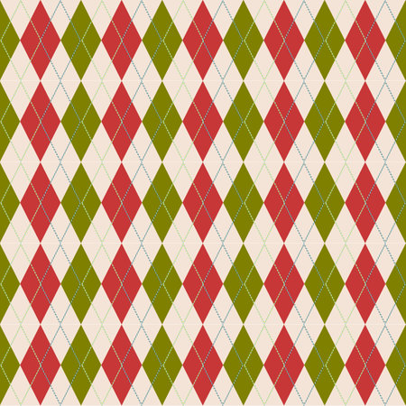 Seamless background pattern. Argyle pattern in green and beige colors.の写真素材