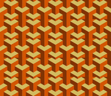 Seamless pattern with maze. illustration in orange colors.の写真素材