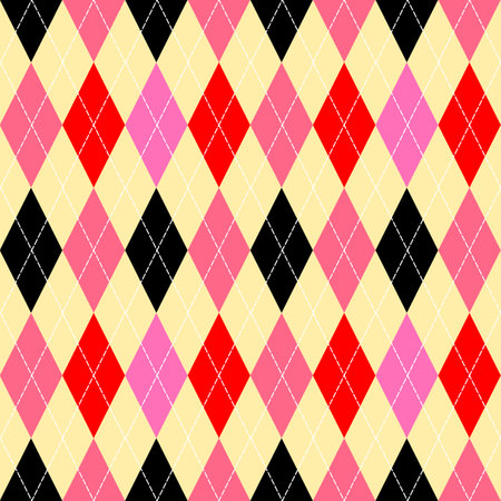 Seamless background pattern. Argyle pattern in black, red and yellow colors.の写真素材