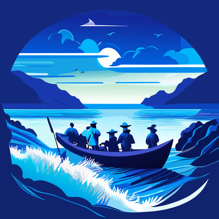 Fishermen who go out to sea. Generative AIの素材