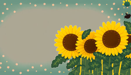 Sunflower background with space for text.の素材