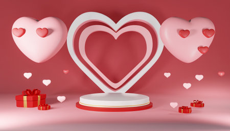 Valentine's day background with heart and gift box.の素材