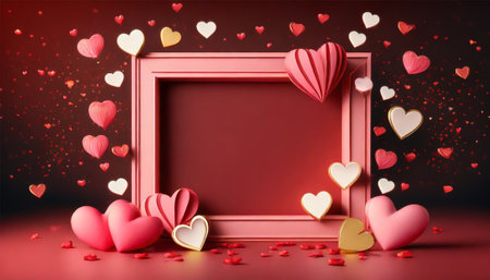Valentine's day background with hearts and frame.の素材