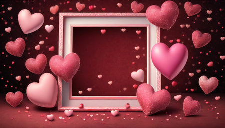 Valentine's day background with hearts and frame.の素材
