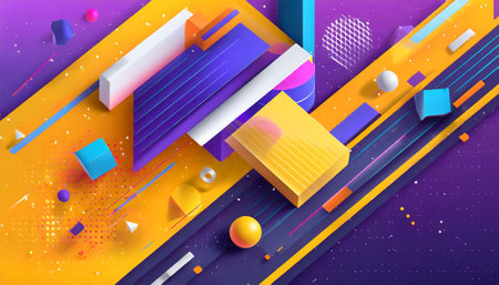 Abstract geometric background. Colorful shapes composition.の素材