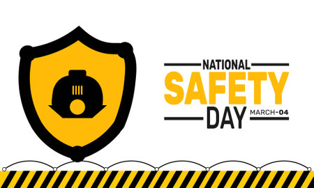 National Safety Day. This holiday-themed design is perfect for backgrounds, banners, greeting cards, posters with text inscription, Classic social media posts. Vector illustrationのイラスト素材