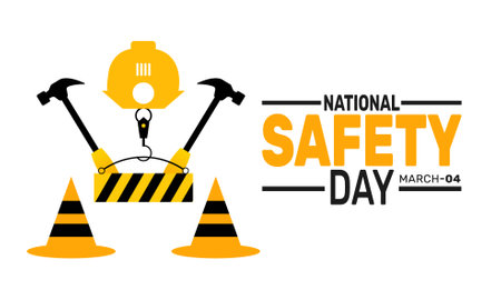 National Safety Day. This holiday-themed design is perfect for backgrounds, banners, greeting cards, posters with text inscription, Classic social media posts. Vector illustrationのイラスト素材