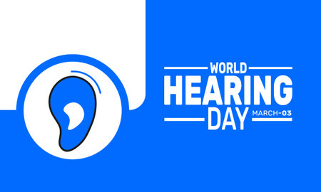 World Hearing day is Celebrated in March. This holiday-themed design is perfect for backgrounds, banners, greeting cards, posters with text inscription, Classic social media posts.のイラスト素材