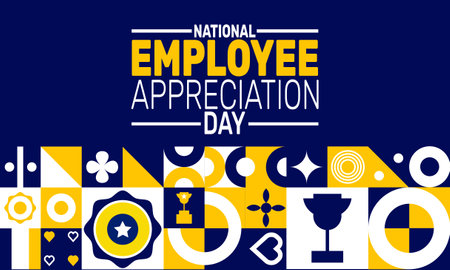 National Employee Appreciation Day. This holiday-themed design is perfect for backgrounds, banners, greeting cards, posters with text inscription, Classic social media posts.のイラスト素材