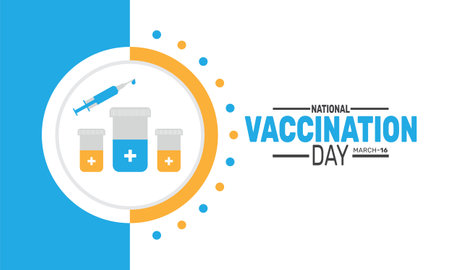 National Vaccination Day is Celebrated in March. This holiday-themed design is perfect for backgrounds, banners, greeting cards, posters with text inscription, Classic social media posts.Vectorのイラスト素材