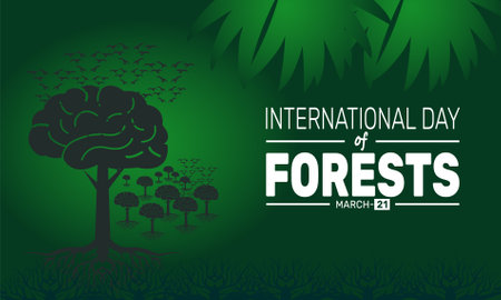 International Day of Forests. March 21. This holiday-themed design is perfect for backgrounds, banners, greeting cards, posters with text inscription, Classic social media posts. Vector illustration.のイラスト素材