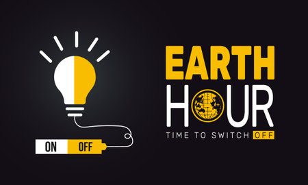 Earth Hour is celebrated in March. This holiday-themed design is perfect for backgrounds, banners, greeting cards, posters with text inscription, Classic social media posts.のイラスト素材