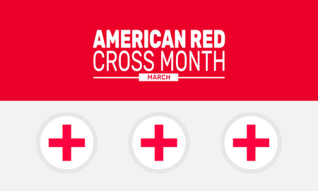 March is Red Cross Month. This holiday-themed design is perfect for backgrounds, banners, greeting cards, posters with text inscription, Classic social media posts. vectorのイラスト素材