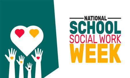 National School Social Work Week. This holiday-themed design is perfect for backgrounds template, banners, greeting cards, posters with text inscription, and social media posts. Vector illustration.のイラスト素材