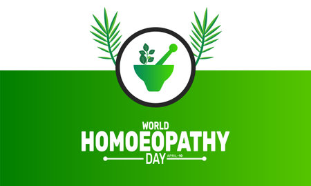 World Homeopathy Day. Holiday concept. suitable for placard, background,Greeting Card, Poster design template with text inscription, standard Social Media Post.のイラスト素材