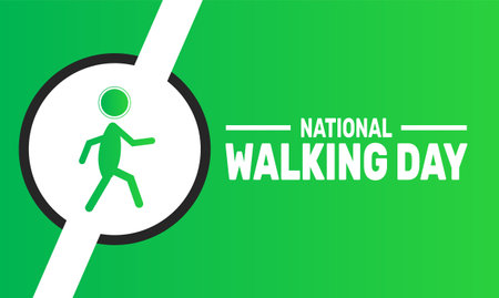 National walking day. Holiday concept, suitable for placard, background,Greeting Card, Poster design template with text inscription, standard Social Media Post.のイラスト素材