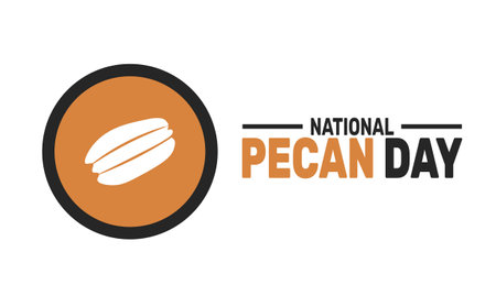 National Pecan Day. 14 April. Holiday concept. suitable for placard, background,Greeting Card, Poster design template with text inscription, standard Social Media Post.のイラスト素材
