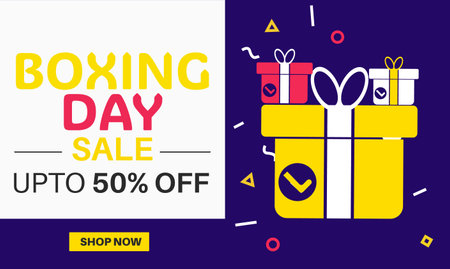 Boxing day Sale vector illustration Opened surprise gift box after Christmas Day Holiday conceptのイラスト素材