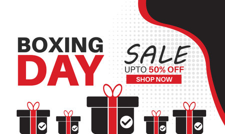 Boxing day Sale vector illustration Opened surprise gift box after Christmas Day Holiday conceptのイラスト素材