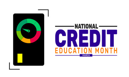 National Credit Education Month. This holiday-themed design is perfect for backgrounds Template, banners, greeting cards, posters with text inscription, and social media posts. Vector illustration.のイラスト素材